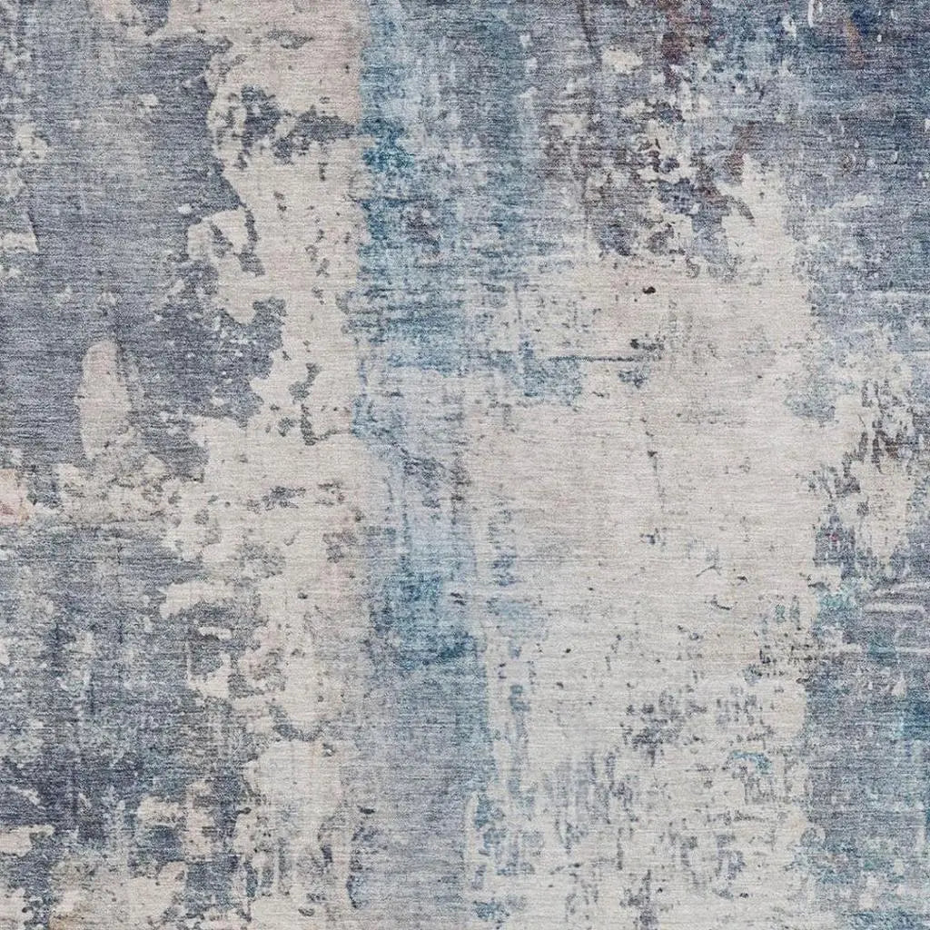 5' X 8' Blue And Silver Abstract Washable Indoor Outdoor Area Rug Homeroots Outdoor
