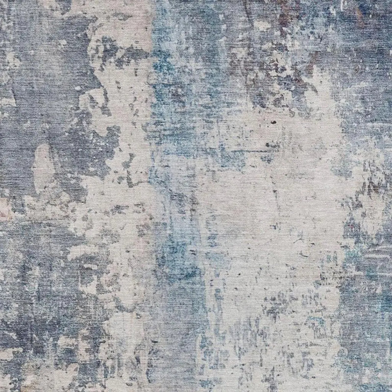 5' X 8' Blue And Silver Abstract Washable Indoor Outdoor Area Rug Homeroots Outdoor