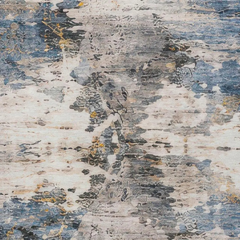5' X 8' Blue And Silver Abstract Washable Indoor Outdoor Area Rug Homeroots Outdoor