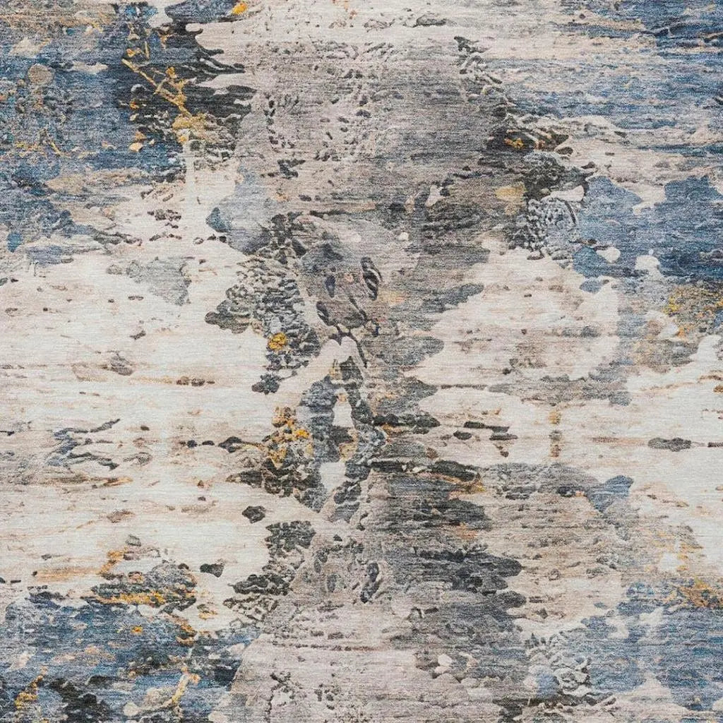 5' X 8' Blue And Silver Abstract Washable Indoor Outdoor Area Rug Homeroots Outdoor