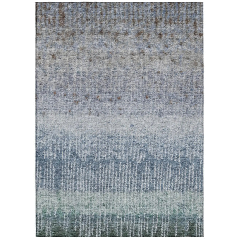 5' X 8' Blue And Silver Abstract Washable Indoor Outdoor Area Rug Homeroots Outdoor