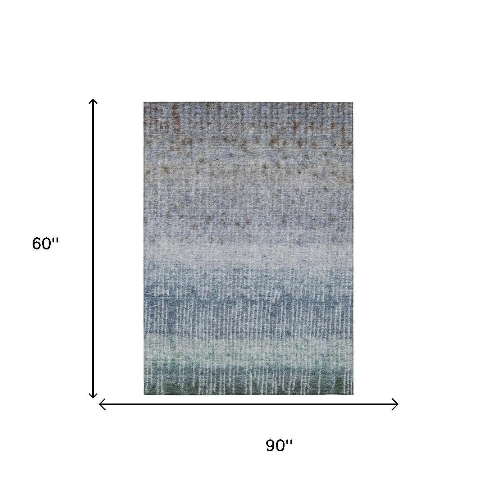 5' X 8' Blue And Silver Abstract Washable Indoor Outdoor Area Rug Homeroots Outdoor