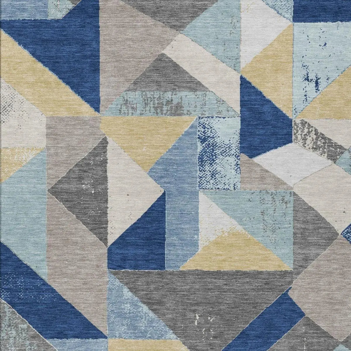 5' X 8' Blue And Silver Geometric Washable Indoor Outdoor Area Rug Homeroots Outdoor
