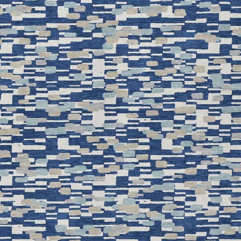 5' X 8' Blue And Silver Geometric Washable Indoor Outdoor Area Rug Homeroots Outdoor