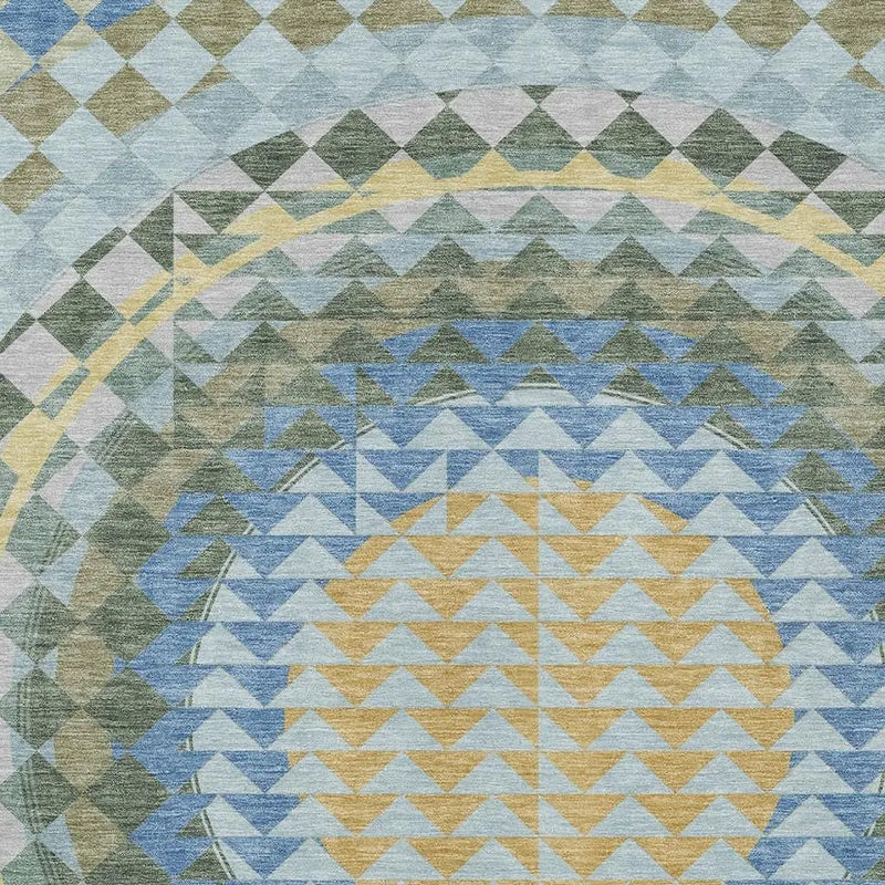 5' X 8' Blue And Silver Geometric Washable Indoor Outdoor Area Rug Homeroots Outdoor