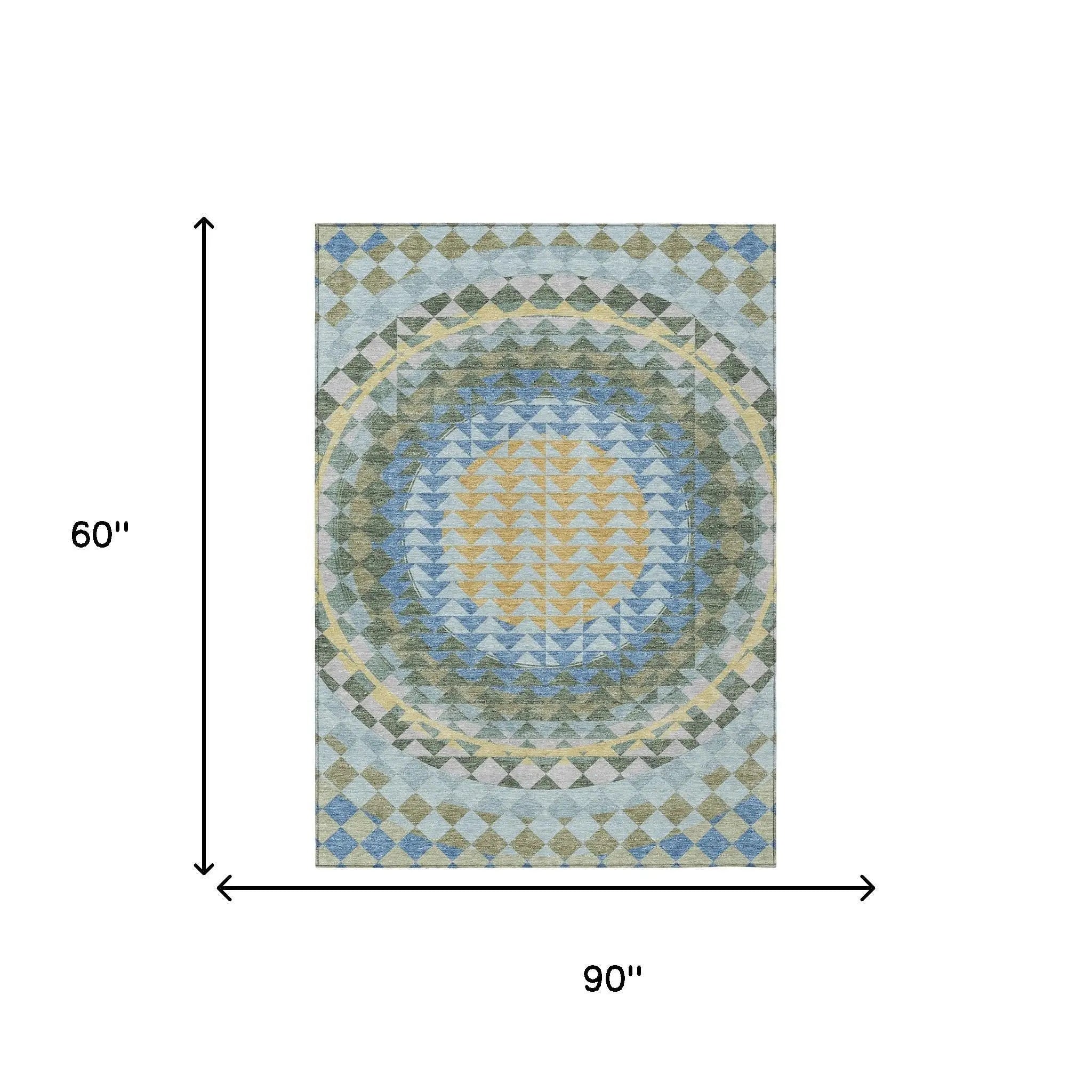 5' X 8' Blue And Silver Geometric Washable Indoor Outdoor Area Rug Homeroots Outdoor