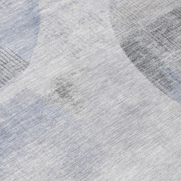 5' X 8' Blue And Silver Geometric Washable Indoor Outdoor Area Rug Homeroots Outdoor