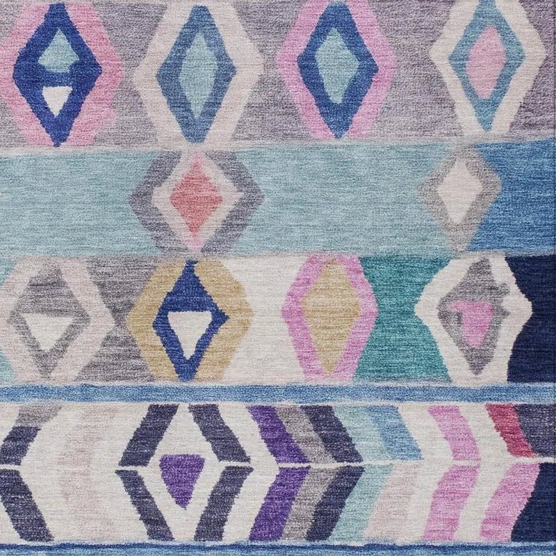 5' X 8' Blue And Silver Tribal Washable Indoor Outdoor Area Rug Homeroots Outdoor