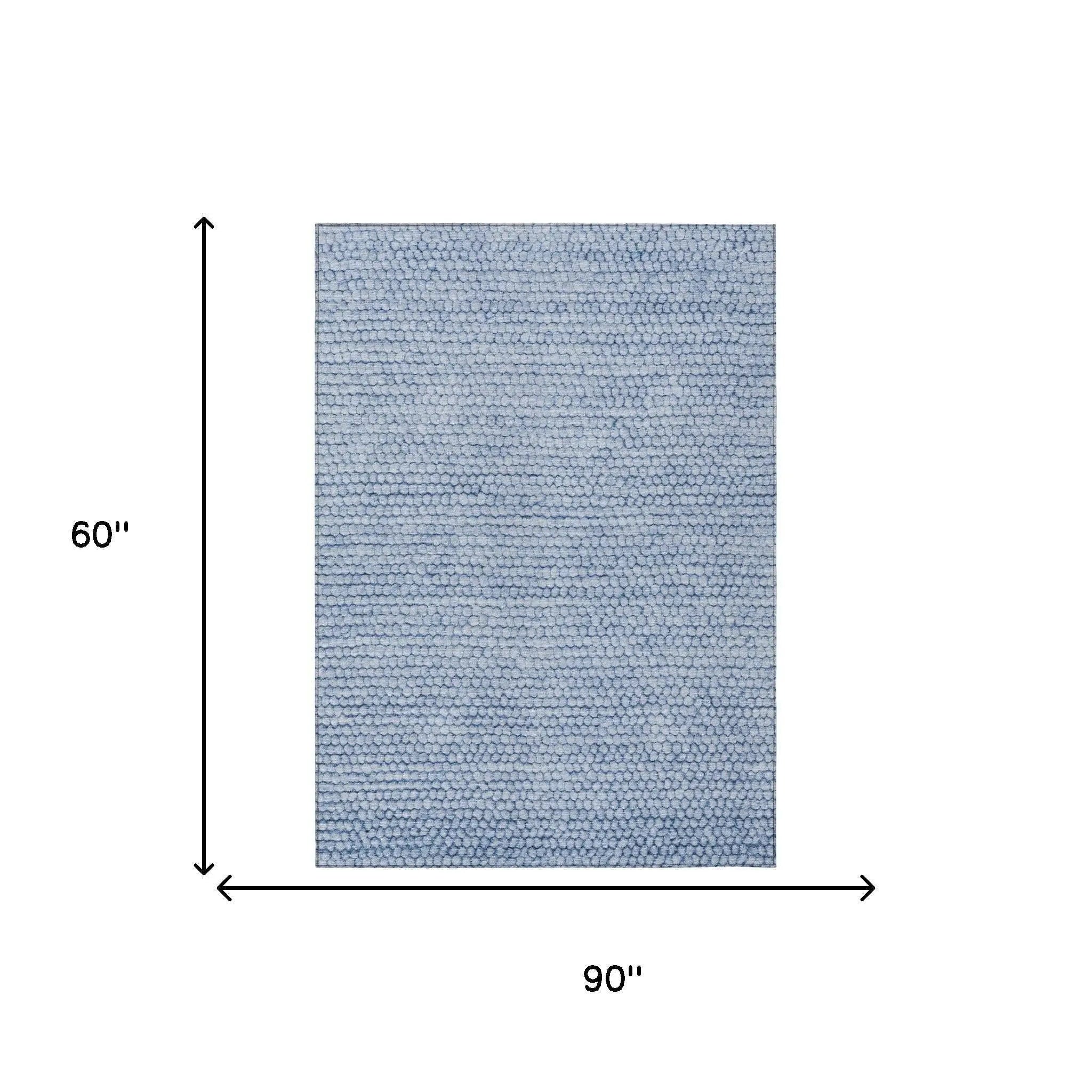 5' X 8' Blue And Sky Blue Striped Washable Indoor Outdoor Area Rug Homeroots Outdoor