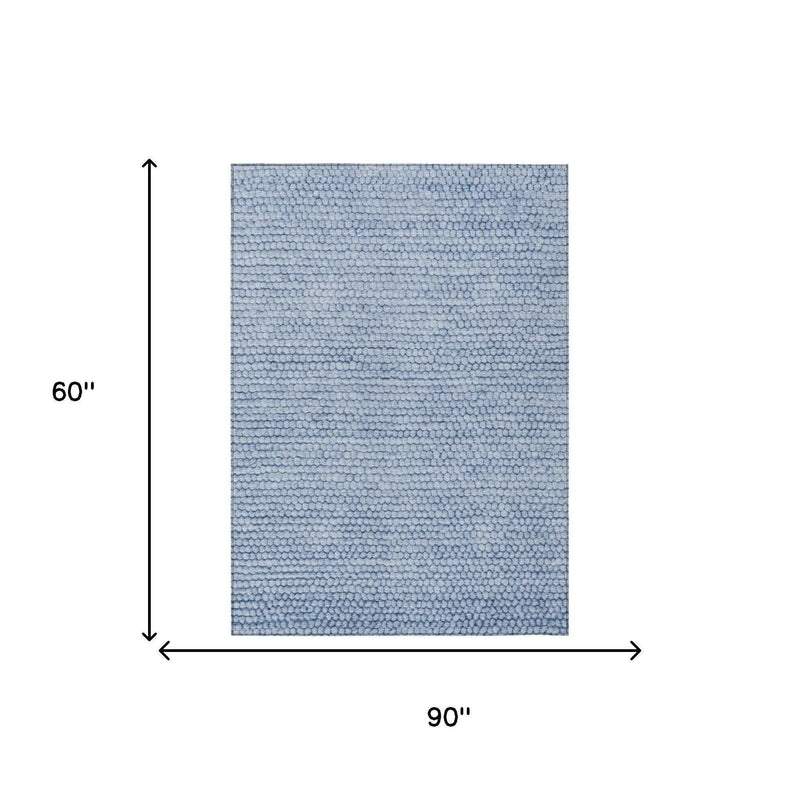 5' X 8' Blue And Sky Blue Striped Washable Indoor Outdoor Area Rug Homeroots Outdoor