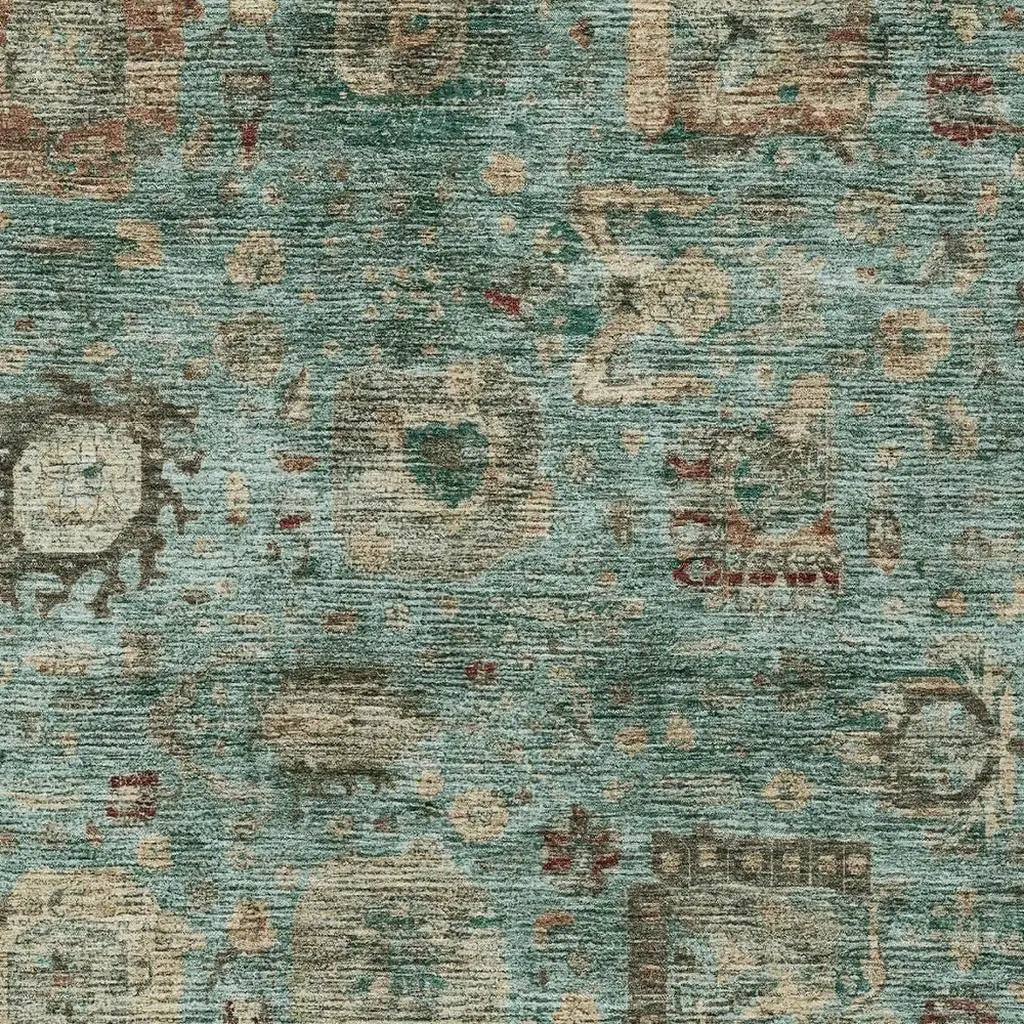 5' X 8' Blue And Teal Blue Abstract Washable Indoor Outdoor Area Rug Homeroots Outdoor