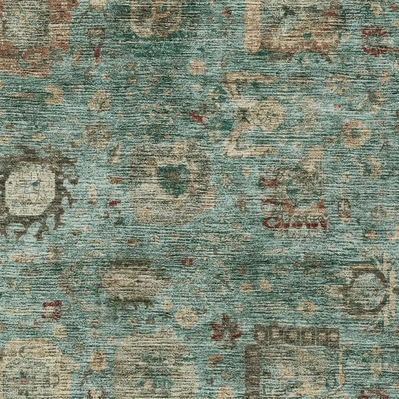 5' X 8' Blue And Teal Blue Abstract Washable Indoor Outdoor Area Rug Homeroots Outdoor