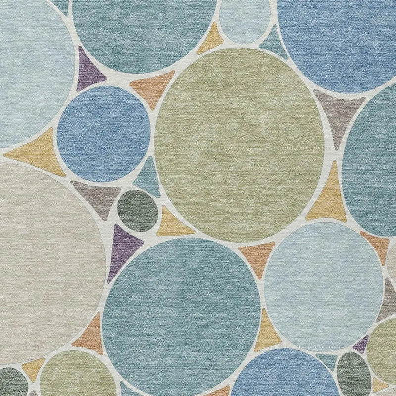 5' X 8' Blue And Teal Blue Geometric Washable Indoor Outdoor Area Rug Homeroots Outdoor