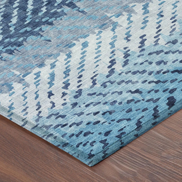5' X 8' Blue And Teal Blue Striped Washable Indoor Outdoor Area Rug Homeroots Outdoor