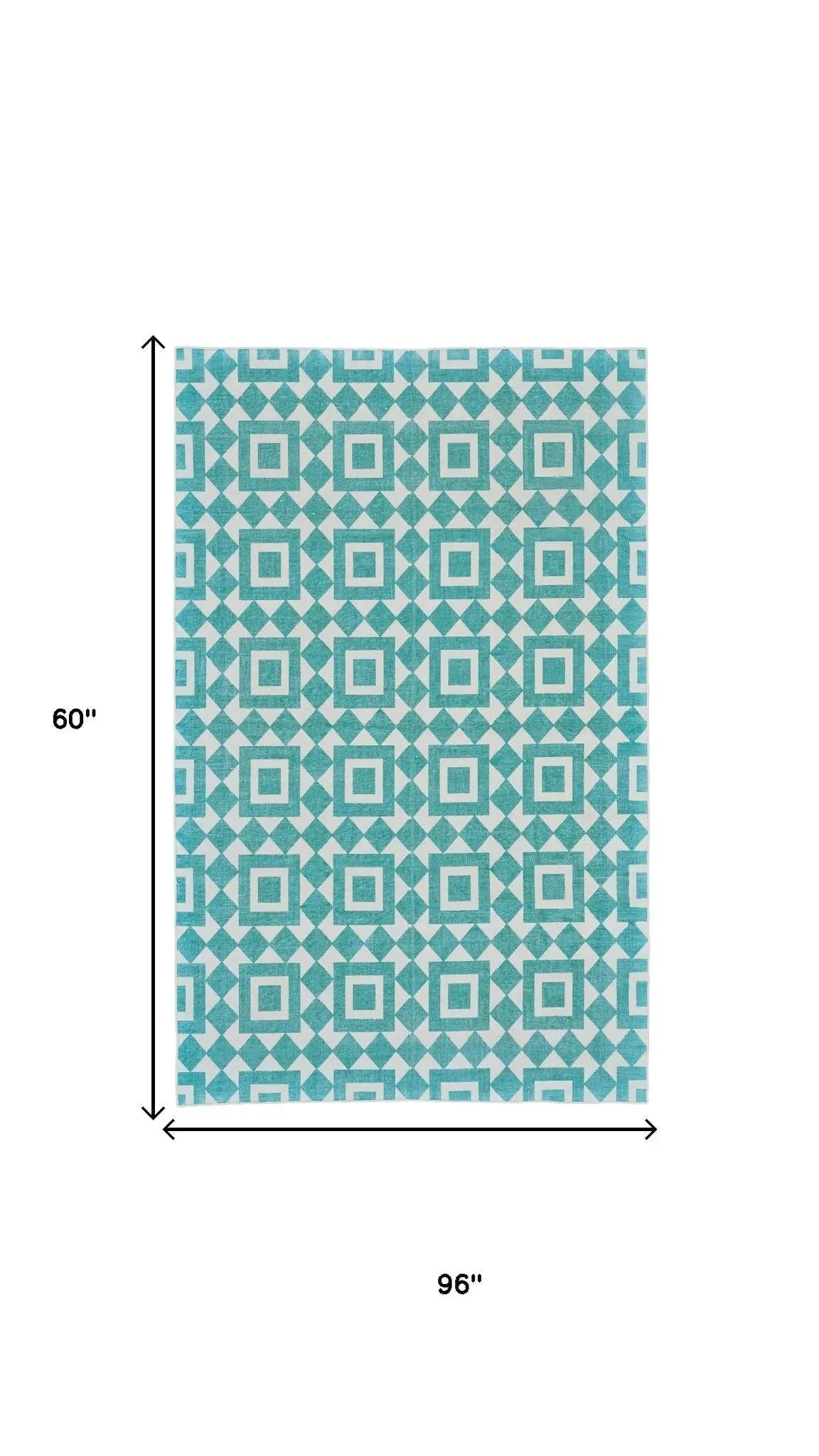 5' X 8' Blue And White Geometric Hand Woven Area Rug Homeroots Home Decor