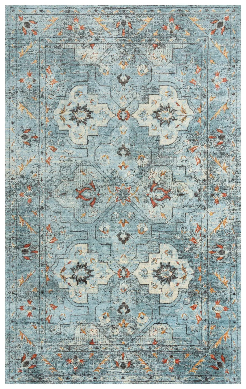 5' X 8' Blue Beige And Apricot New Zealand Lambs Wool Oriental Hand Carved Handmade Area Rug Homeroots Home Decor