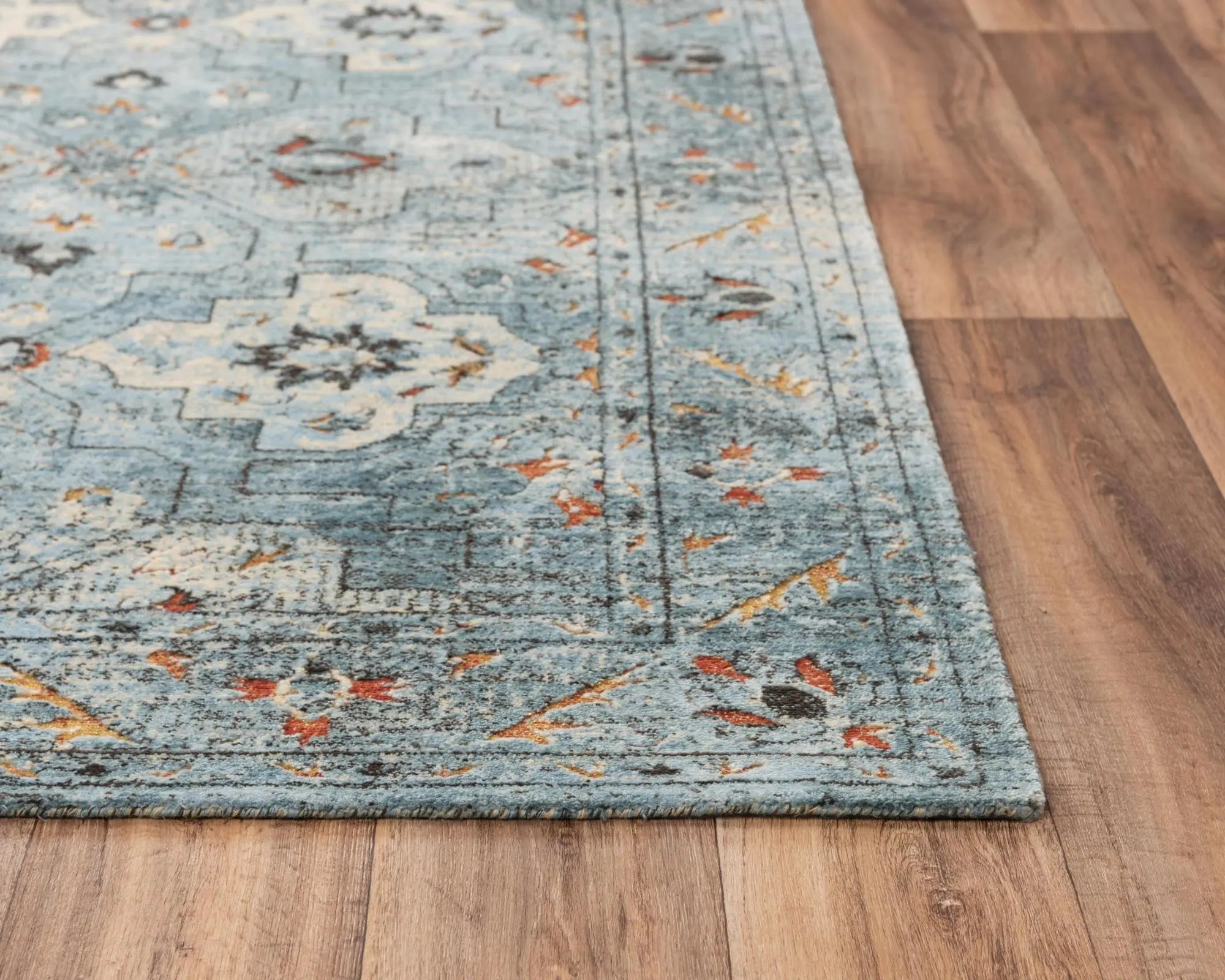 5' X 8' Blue Beige And Apricot New Zealand Lambs Wool Oriental Hand Carved Handmade Area Rug Homeroots Home Decor