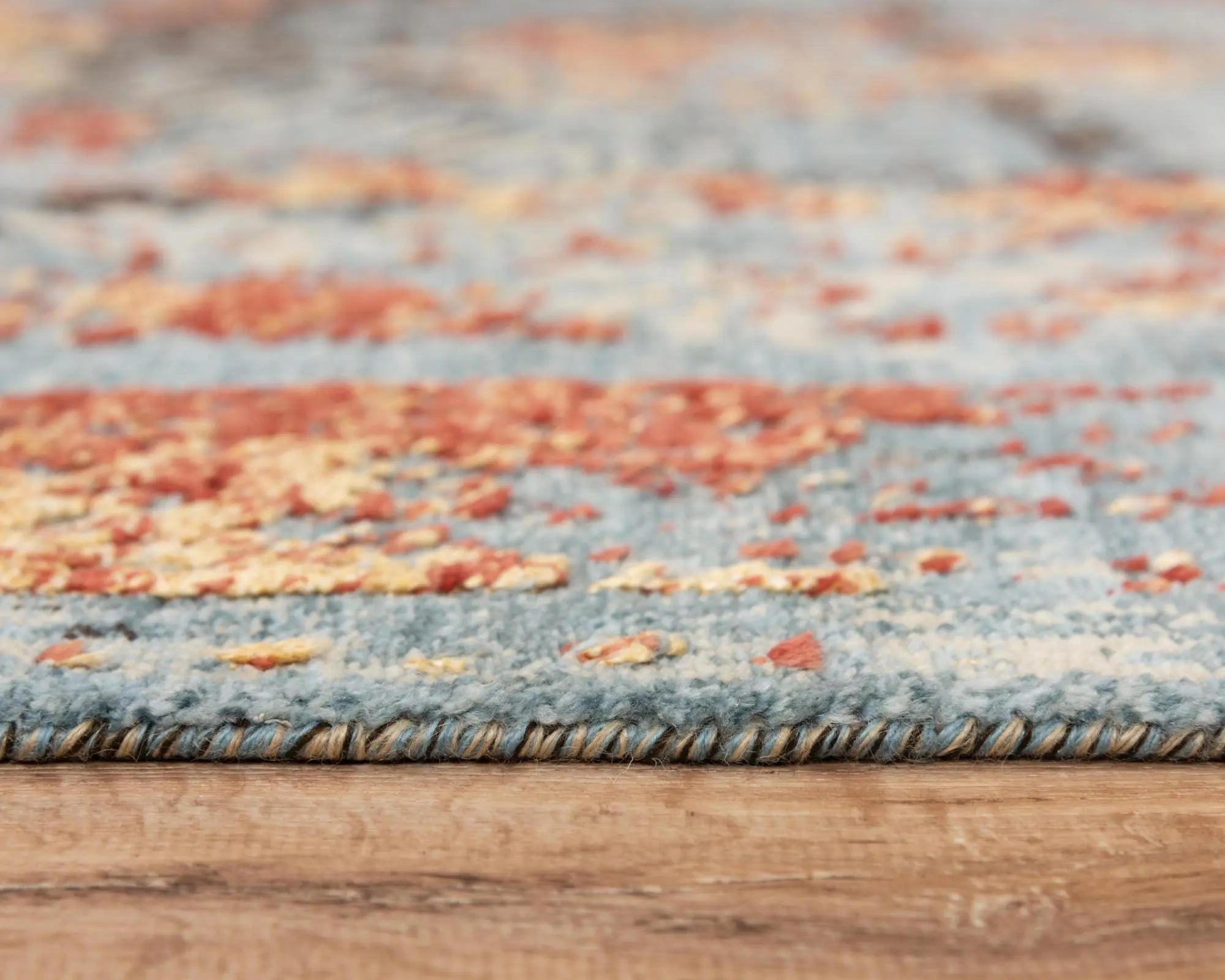 5' X 8' Blue Copper And Beige New Zealand Lambs Wool Abstract Hand Carved Handmade Area Rug Homeroots Home Decor