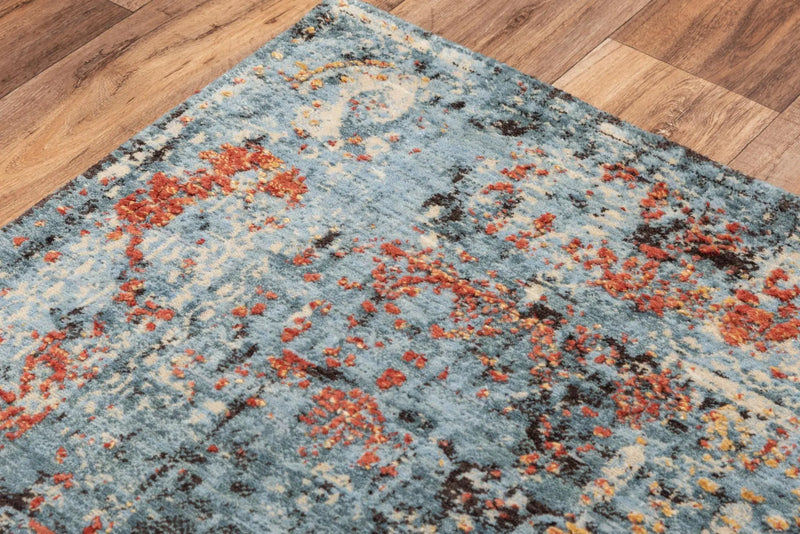 5' X 8' Blue Copper And Beige New Zealand Lambs Wool Abstract Hand Carved Handmade Area Rug Homeroots Home Decor