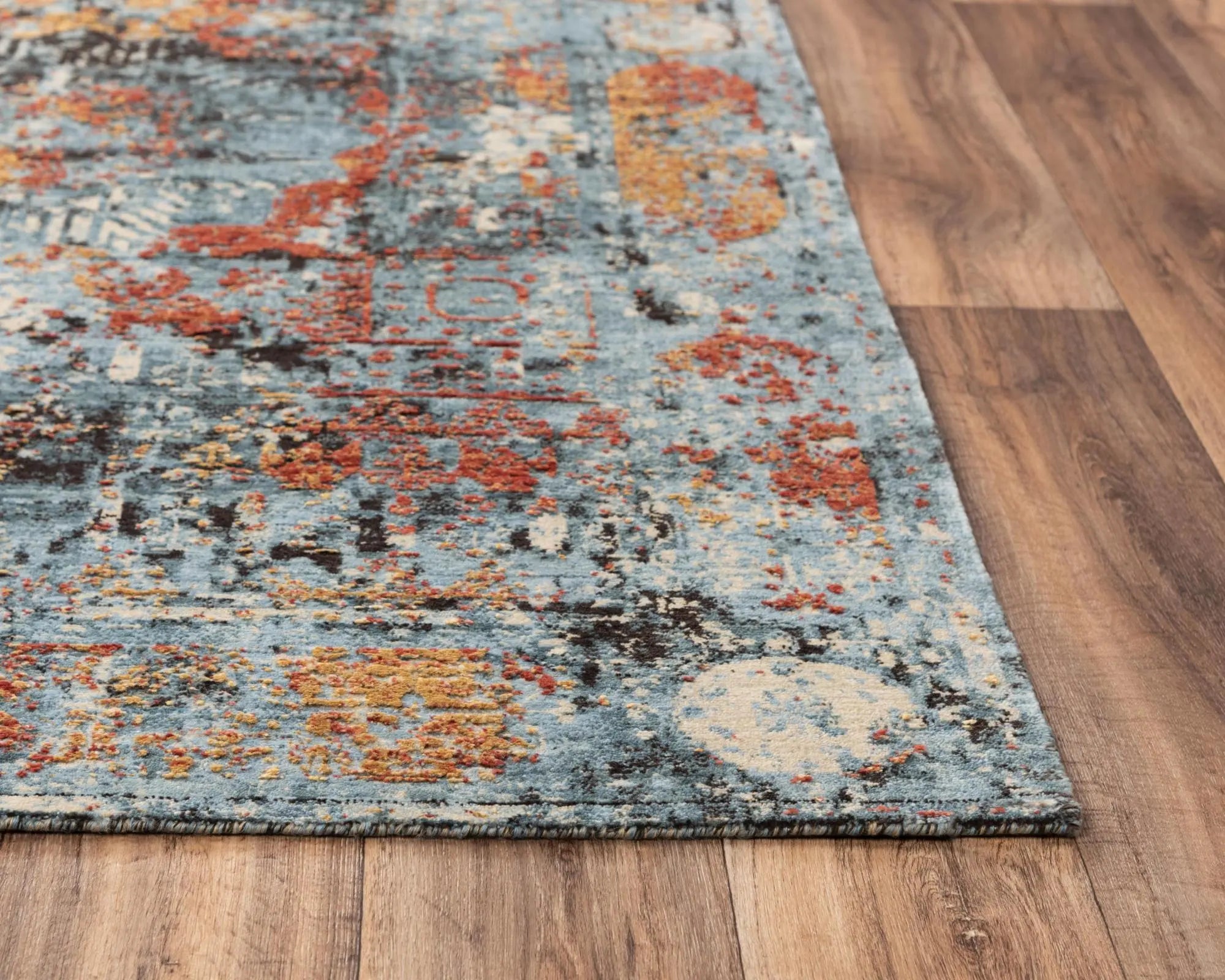 5' X 8' Blue Copper And Beige New Zealand Lambs Wool Abstract Hand Carved Handmade Area Rug Homeroots Home Decor