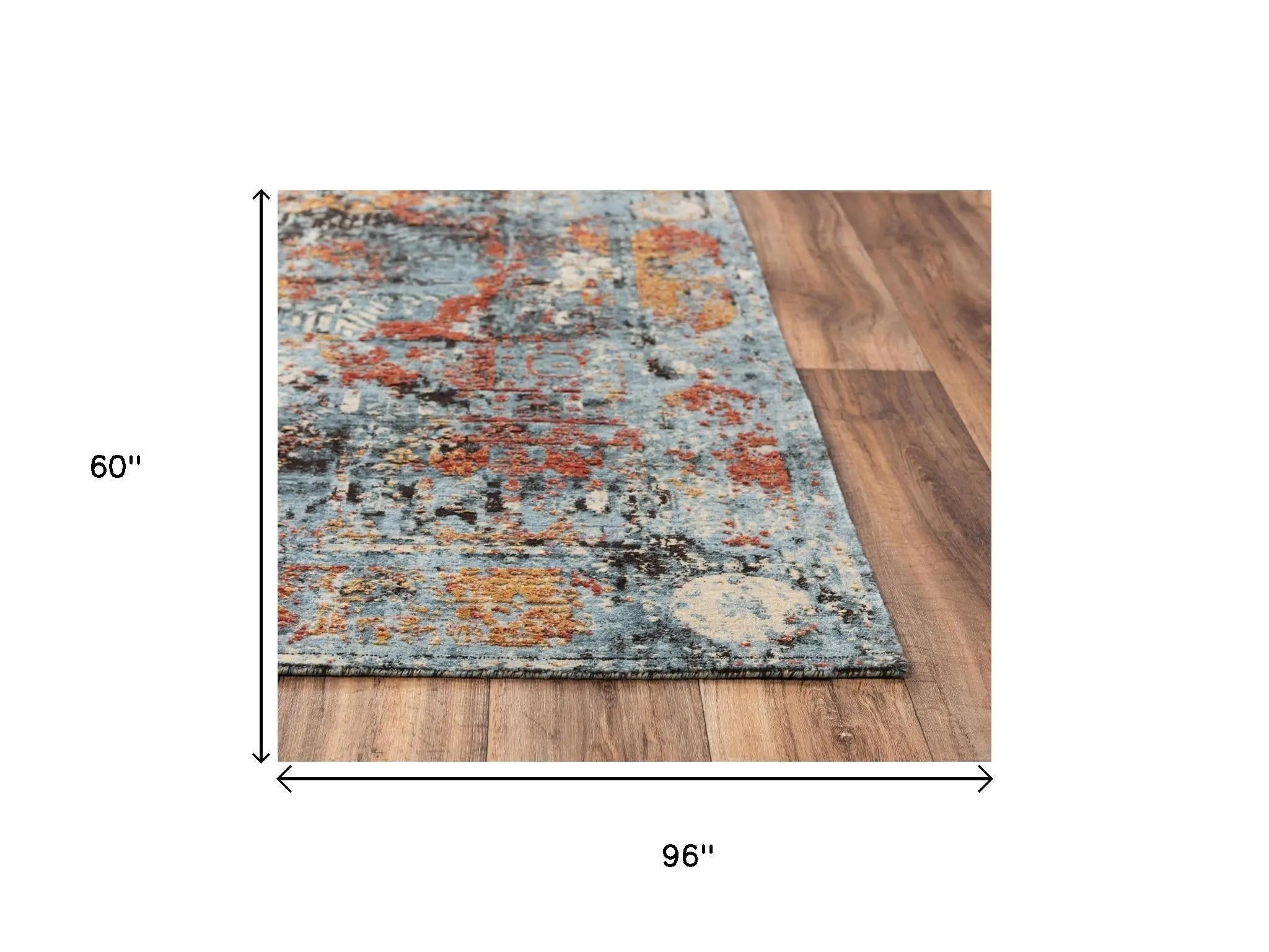 5' X 8' Blue Copper And Beige New Zealand Lambs Wool Abstract Hand Carved Handmade Area Rug Homeroots Home Decor