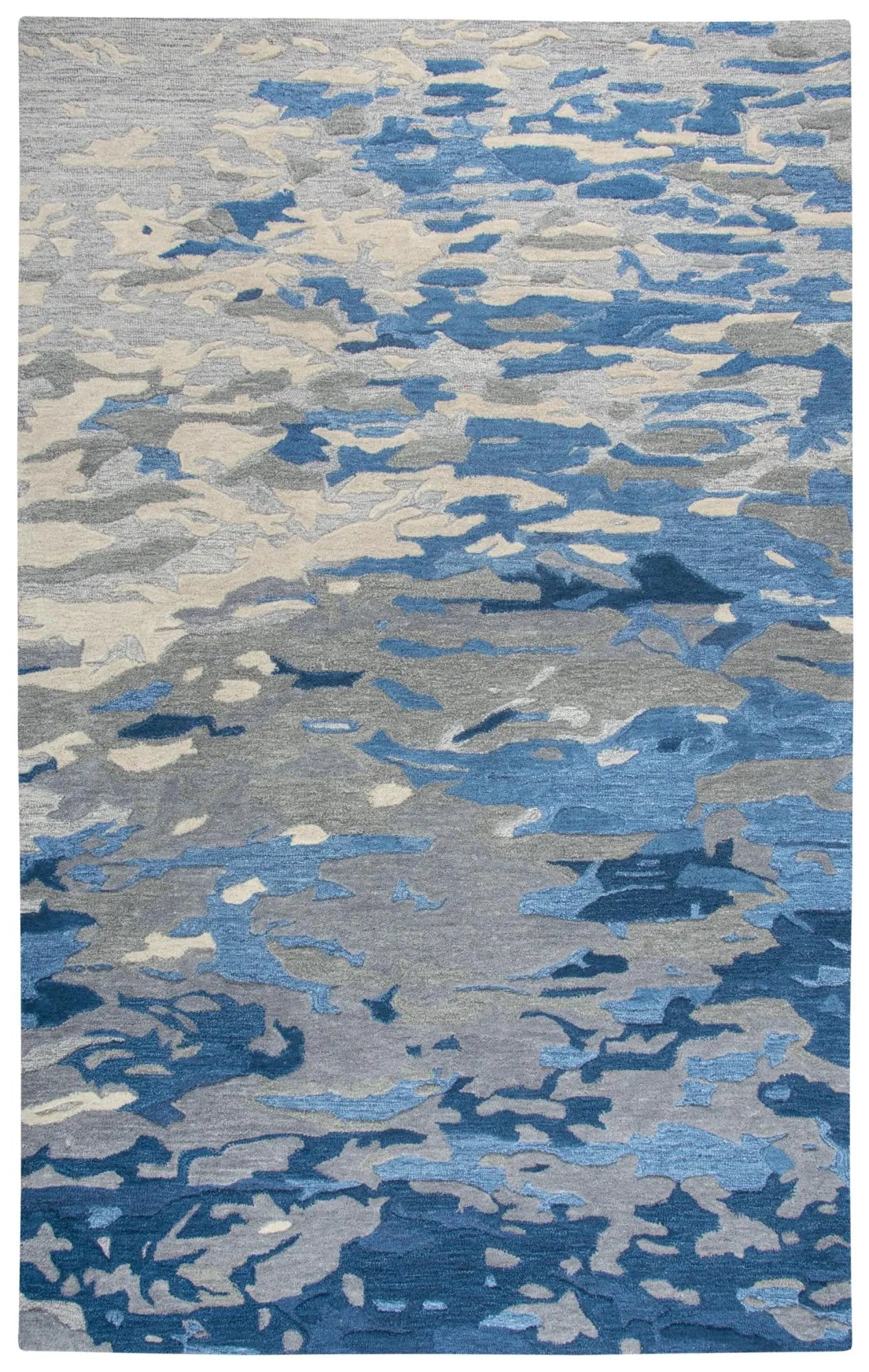 5' X 8' Blue Dark Blue And Gray Wool Abstract Hand Tufted Area Rug Homeroots Home Decor