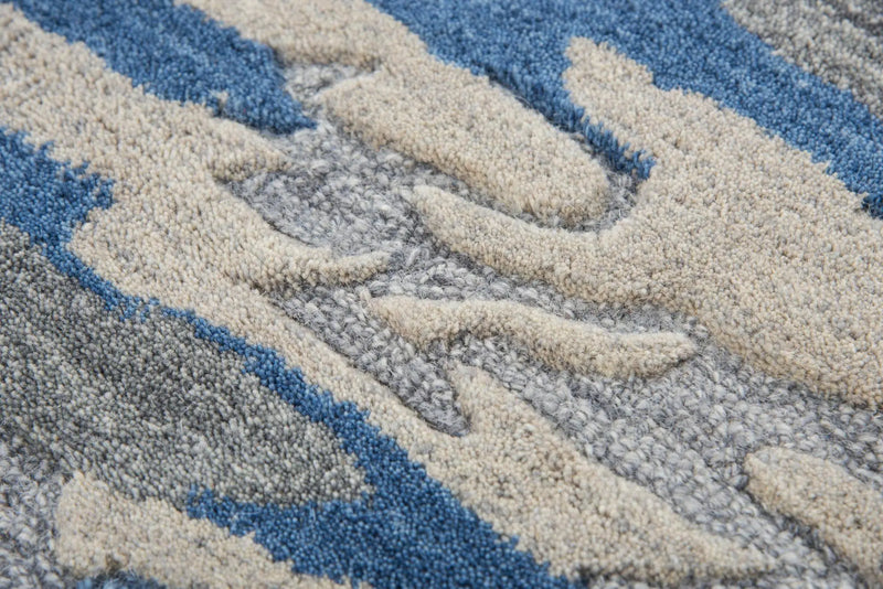 5' X 8' Blue Dark Blue And Gray Wool Abstract Hand Tufted Area Rug Homeroots Home Decor