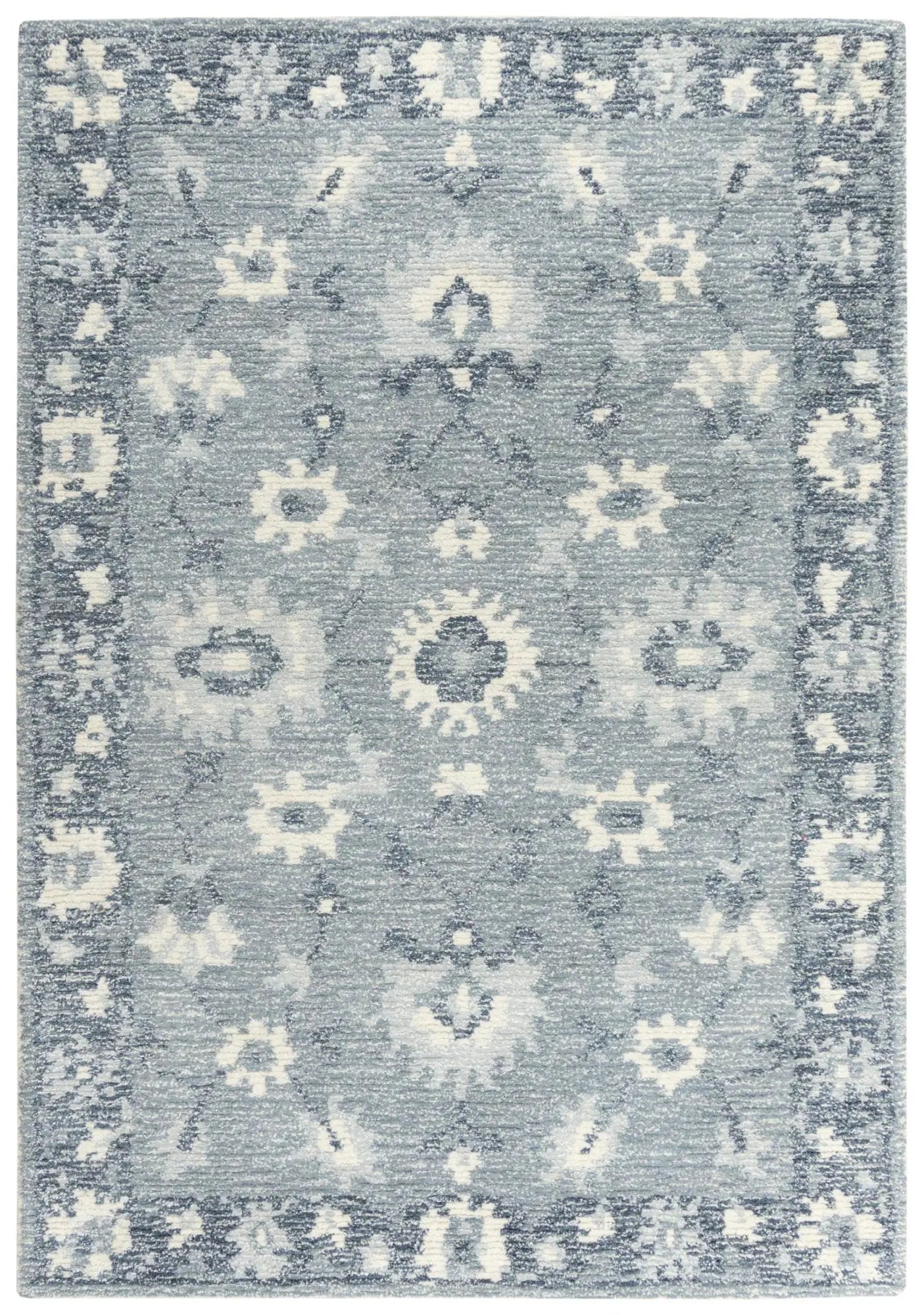 5' X 8' Blue Dark Blue And Ivory Wool Oriental Hand Tufted Area Rug Homeroots Home Decor