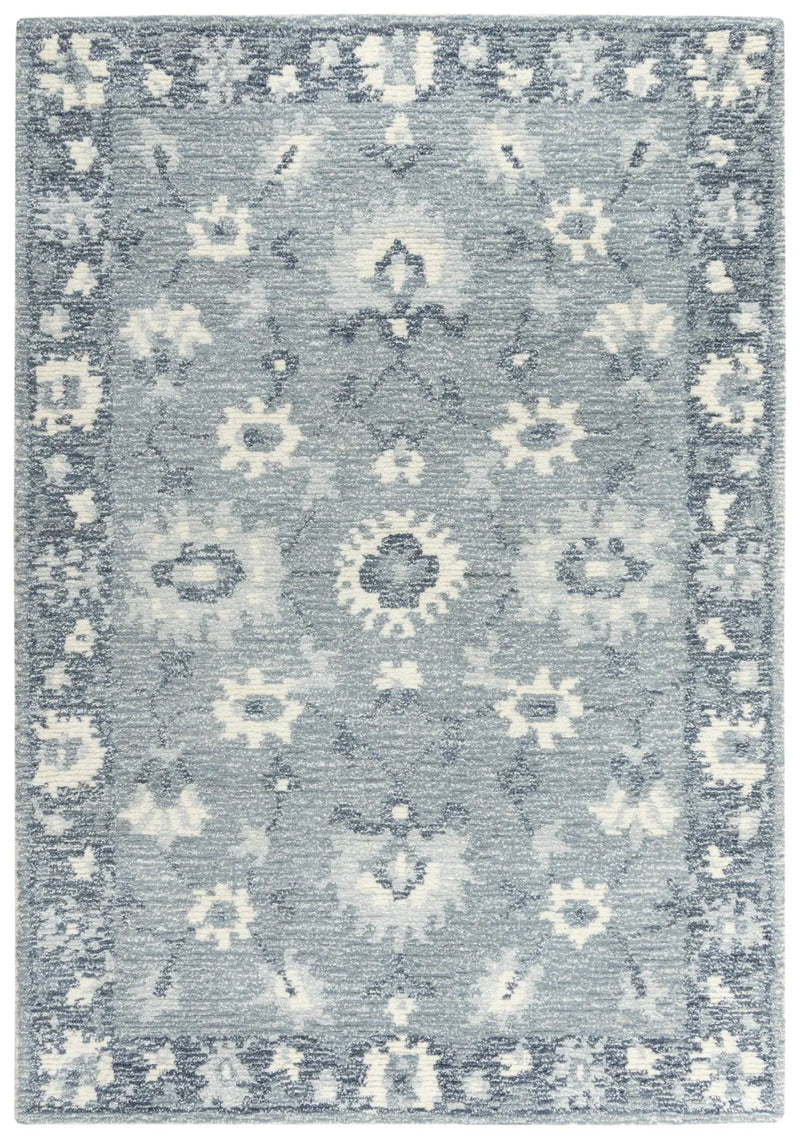 5' X 8' Blue Dark Blue And Ivory Wool Oriental Hand Tufted Area Rug Homeroots Home Decor