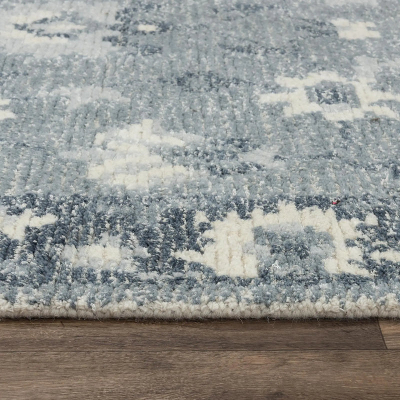 5' X 8' Blue Dark Blue And Ivory Wool Oriental Hand Tufted Area Rug Homeroots Home Decor