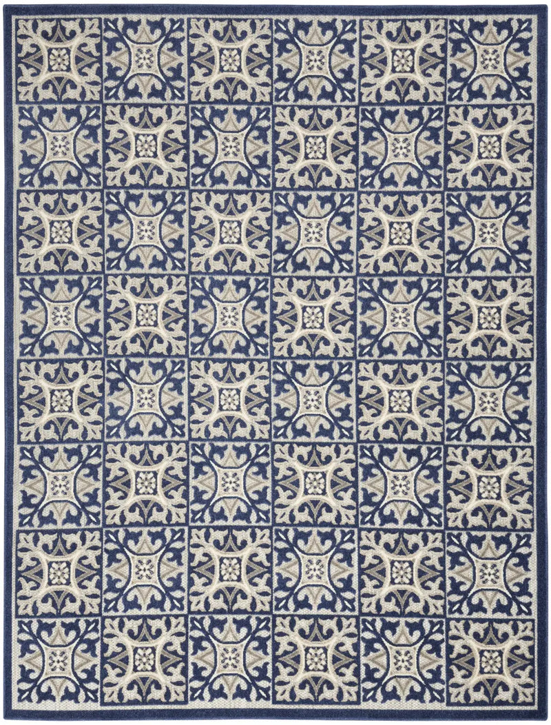 5' X 8' Blue Fleur De Lis Stain Resistant Non Skid Area Rug Homeroots Outdoor