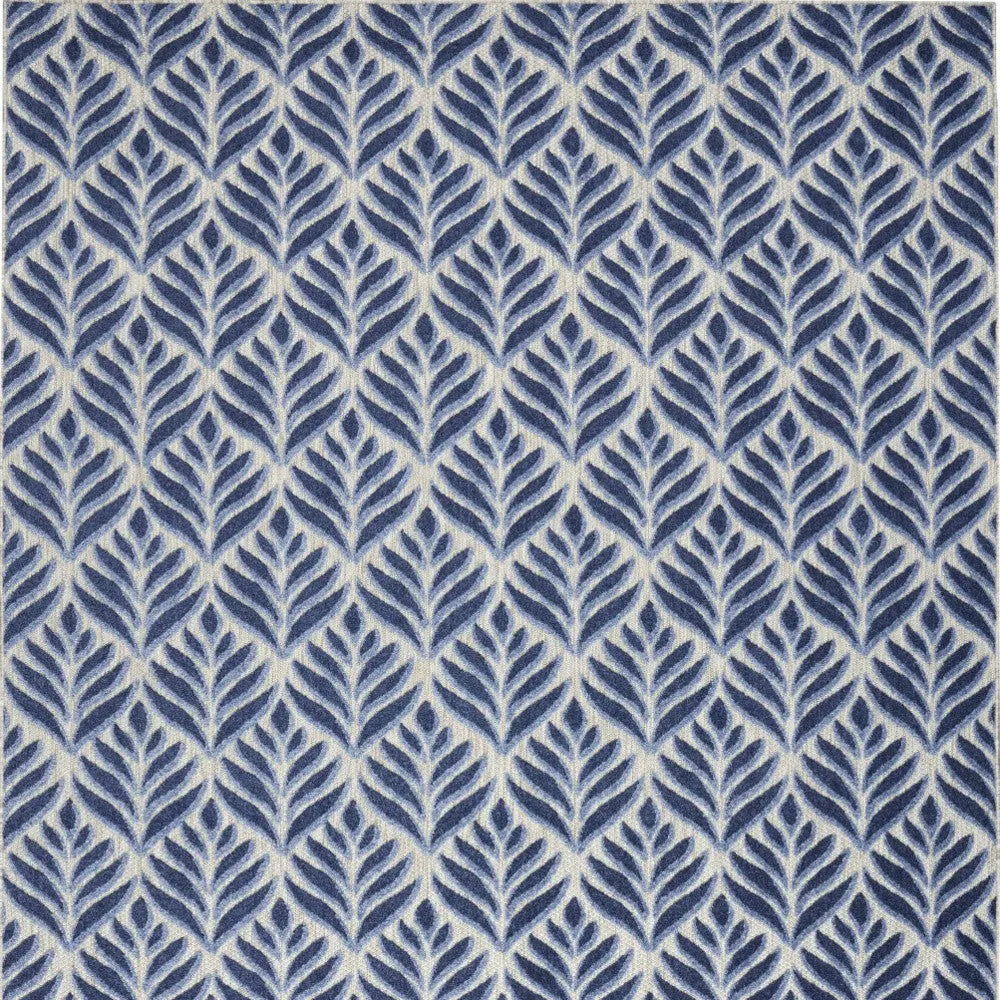 5' X 8' Blue Floral Stain Resistant Non Skid Area Rug Homeroots Outdoor