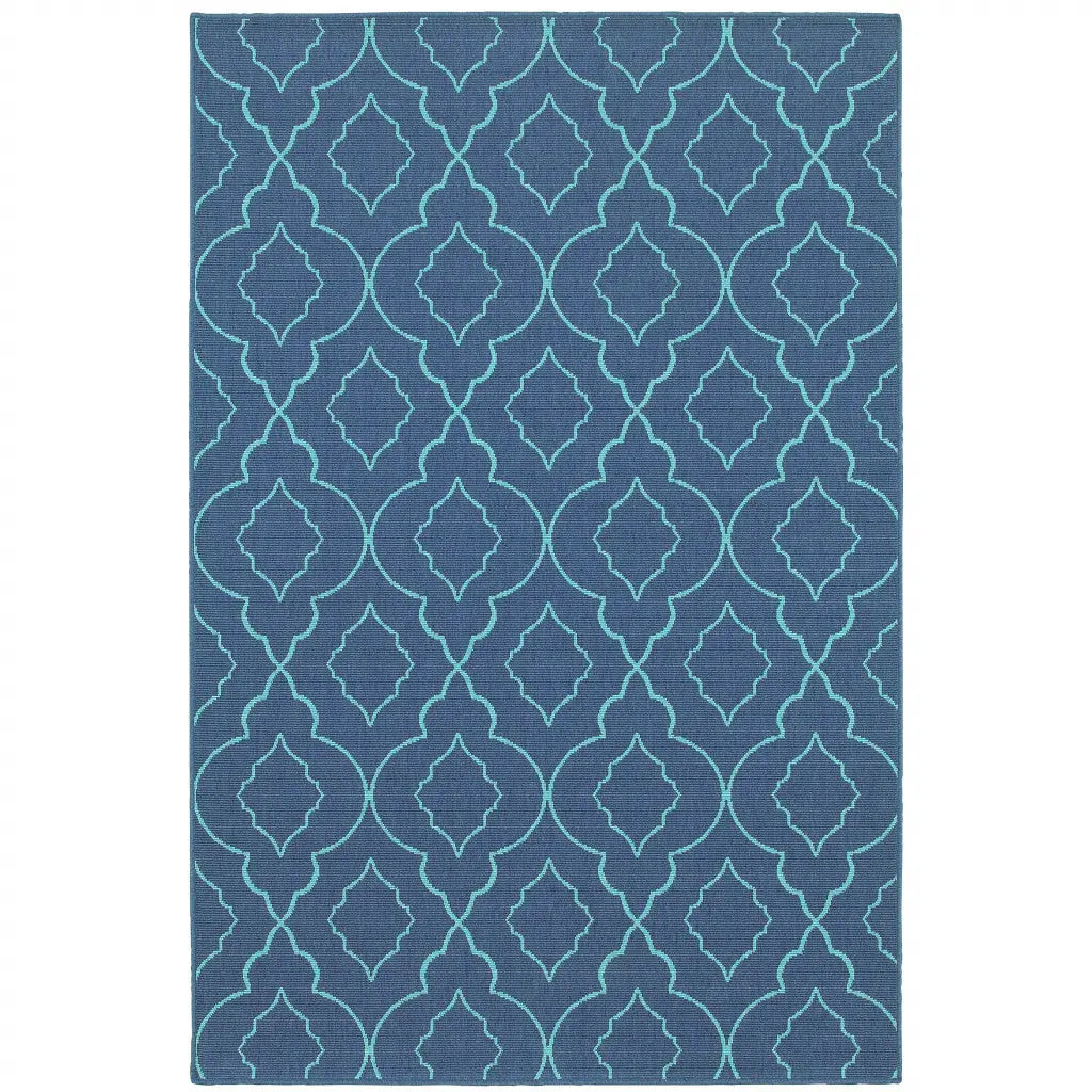 5' X 8' Blue Geometric Stain Resistant Indoor Outdoor Area Rug Homeroots Outdoor
