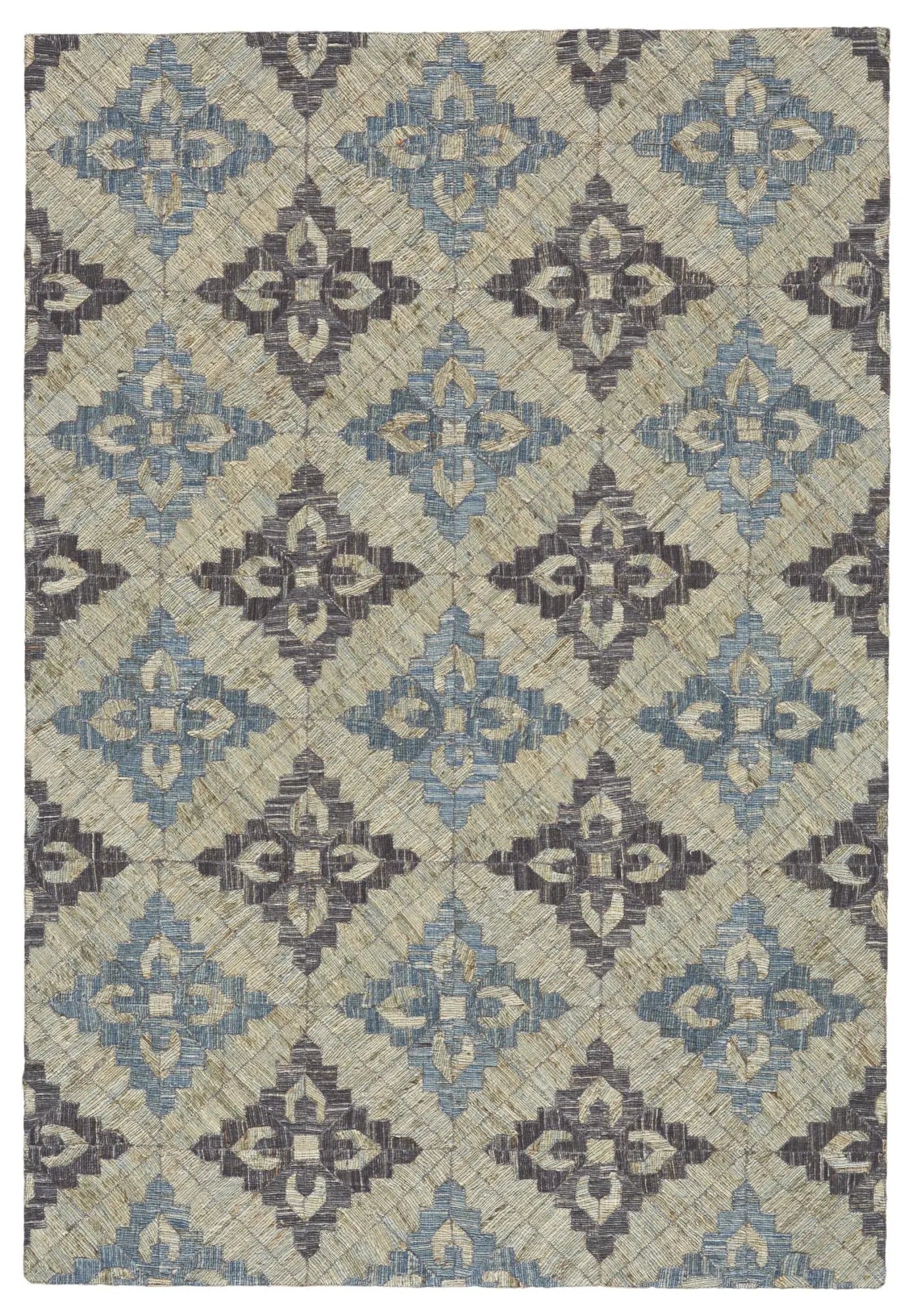 5' X 8' Blue Gray And Taupe Jute Geometric Hand Woven Area Rug Homeroots Home Decor