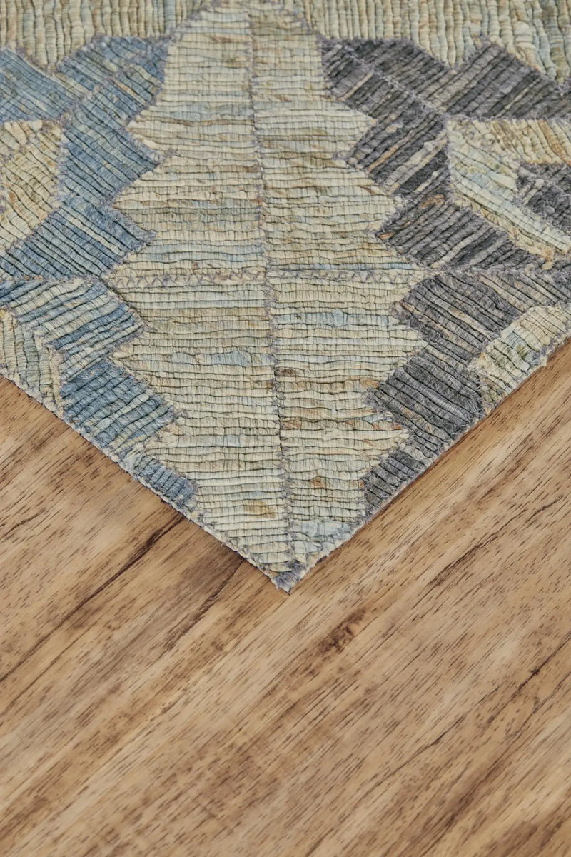 5' X 8' Blue Gray And Taupe Jute Geometric Hand Woven Area Rug Homeroots Home Decor
