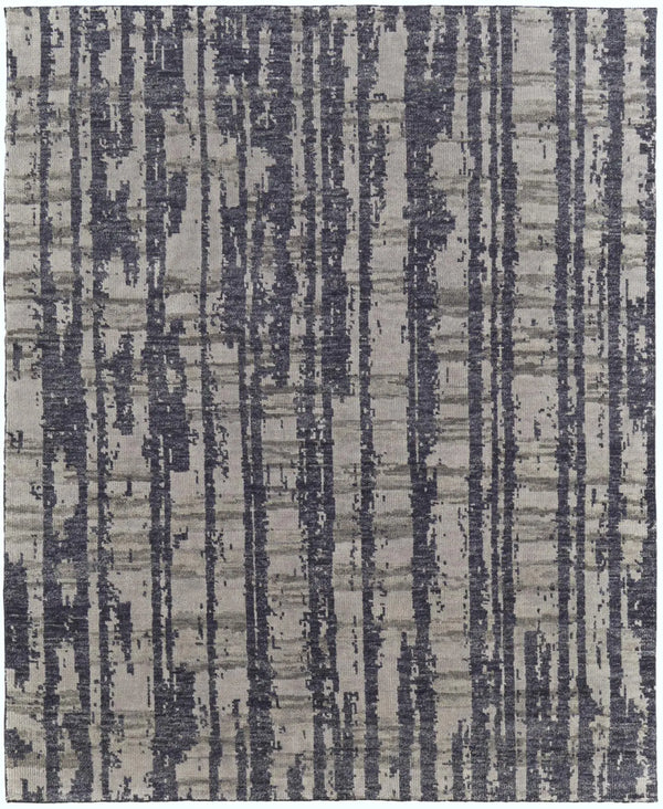 5' X 8' Blue Gray And Taupe Wool Abstract Hand Knotted Area Rug Homeroots Home Decor