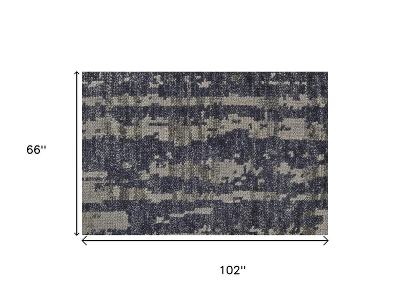 5' X 8' Blue Gray And Taupe Wool Abstract Hand Knotted Area Rug Homeroots Home Decor