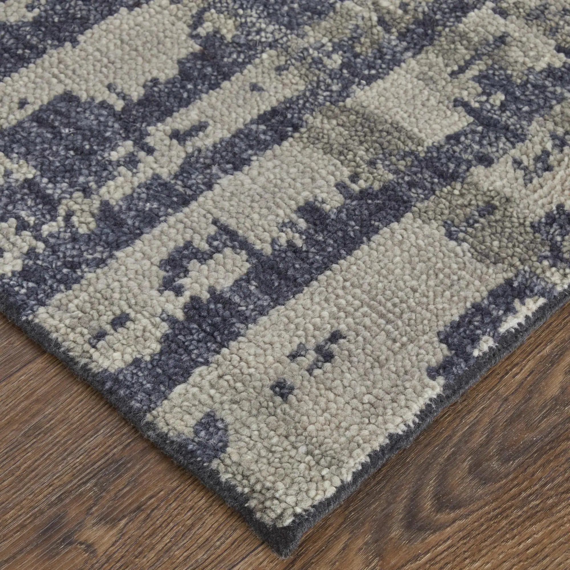 5' X 8' Blue Gray And Taupe Wool Abstract Hand Knotted Area Rug Homeroots Home Decor