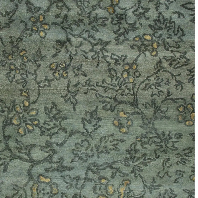 5' X 8' Blue Green And Gold Wool Floral Hand Knotted Area Rug Homeroots Home Decor