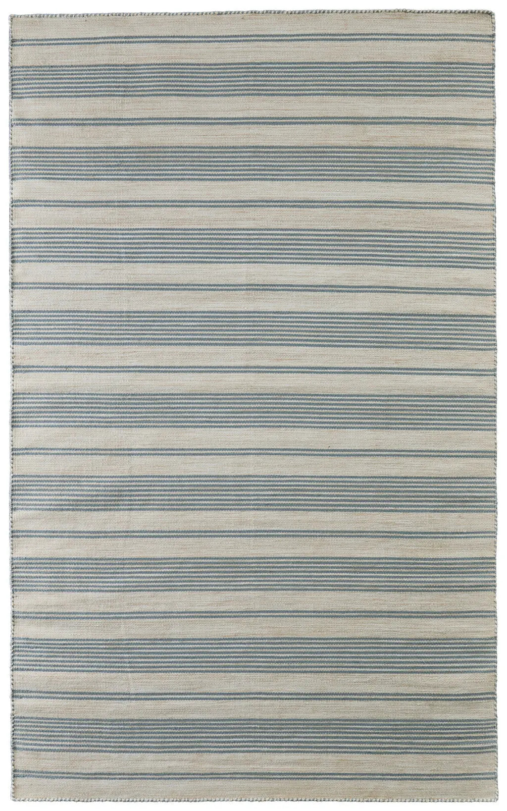 5' X 8' Blue Ivory And Tan Striped Dhurrie Hand Woven Stain Resistant Area Rug Homeroots Outdoor