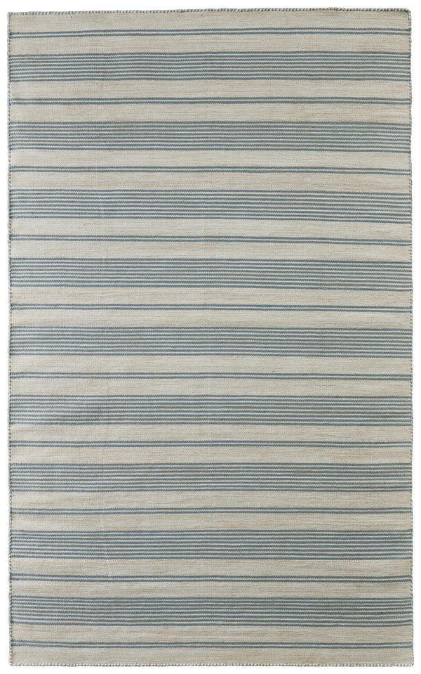 5' X 8' Blue Ivory And Tan Striped Dhurrie Hand Woven Stain Resistant Area Rug Homeroots Outdoor