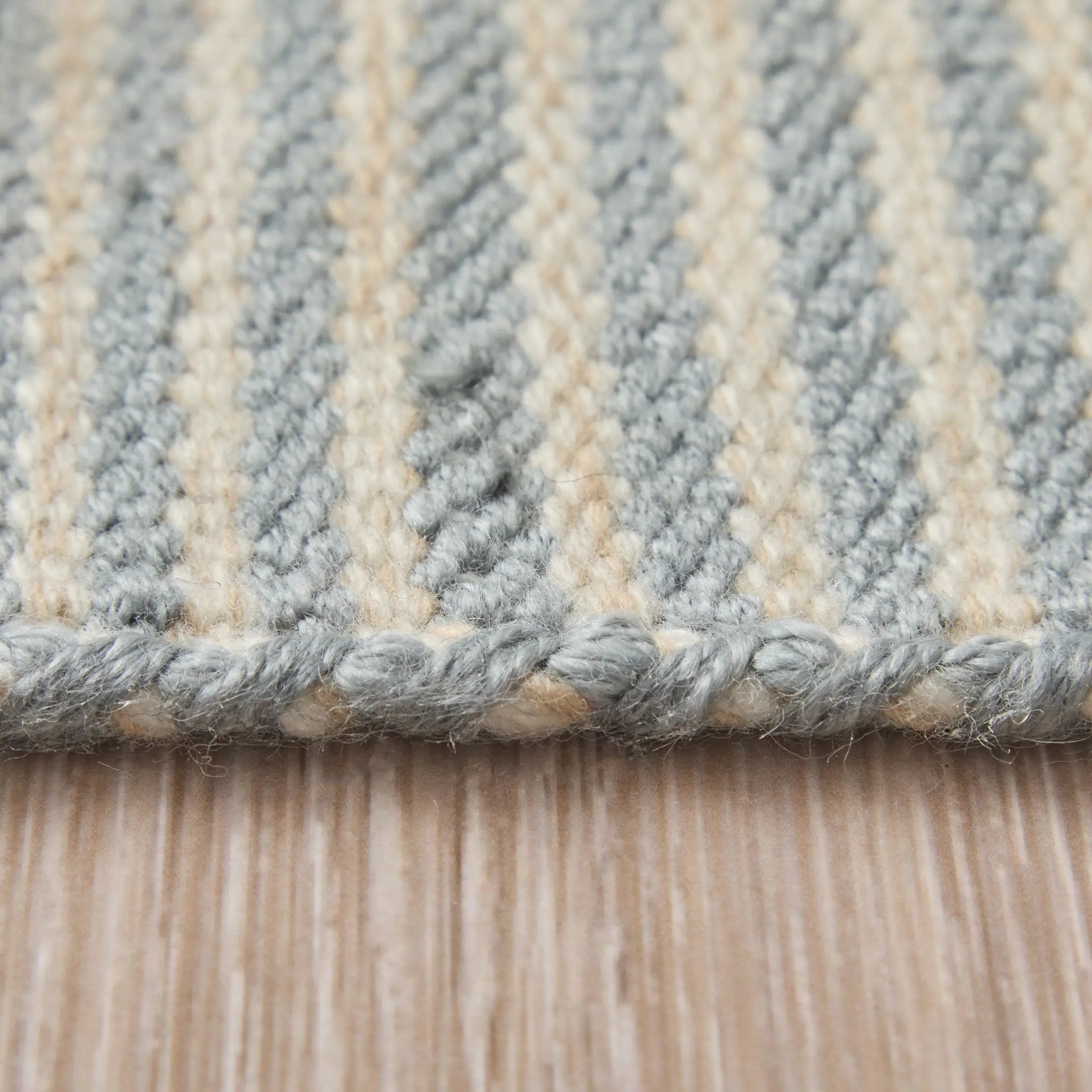 5' X 8' Blue Ivory And Tan Striped Dhurrie Hand Woven Stain Resistant Area Rug Homeroots Outdoor