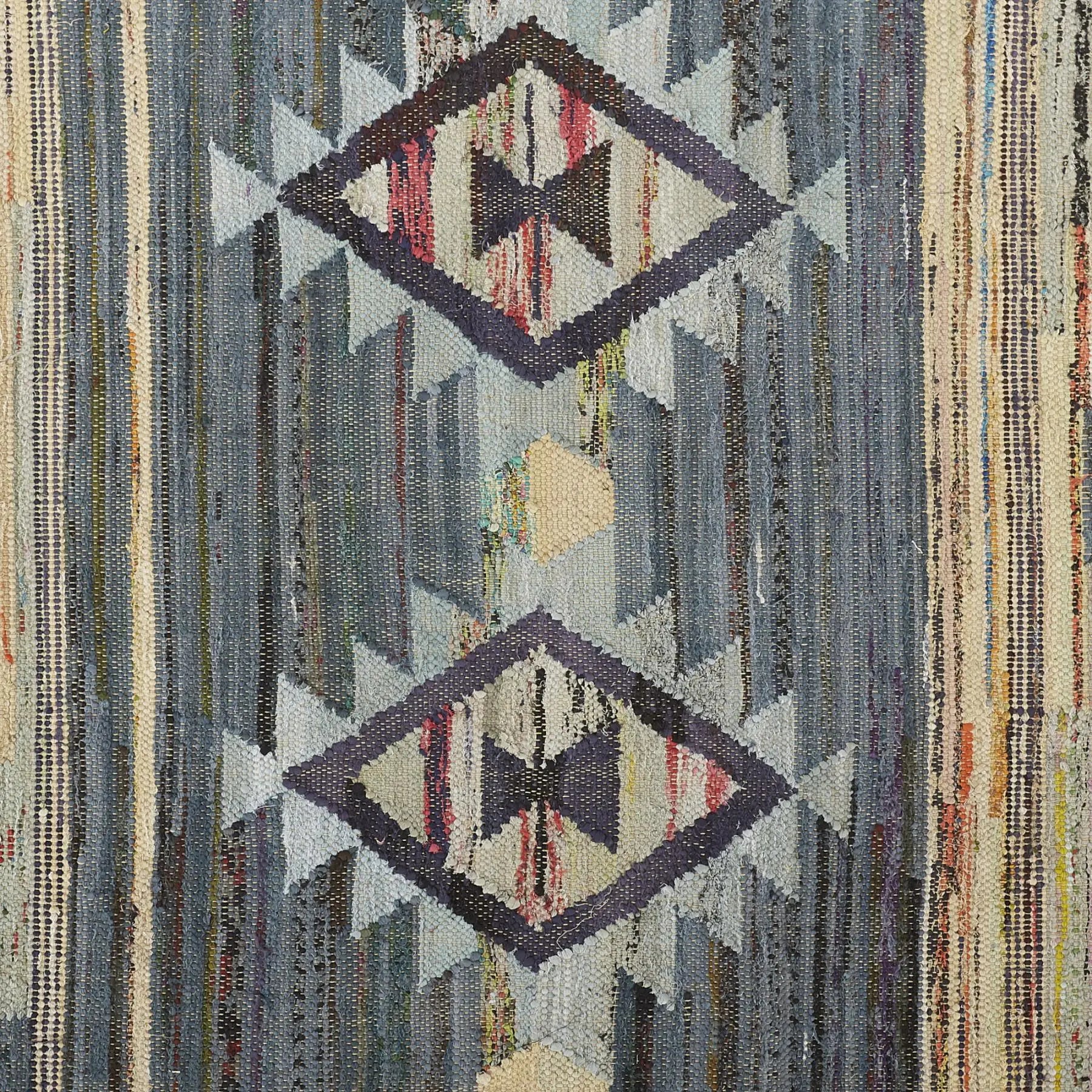 5' X 8' Blue Purple And Tan Geometric Hand Woven Area Rug With Fringe Homeroots Home Decor