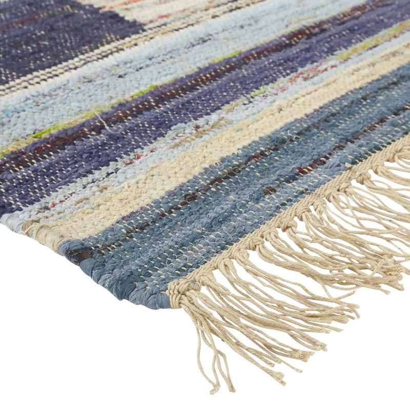 5' X 8' Blue Purple And Tan Geometric Hand Woven Area Rug With Fringe Homeroots Home Decor