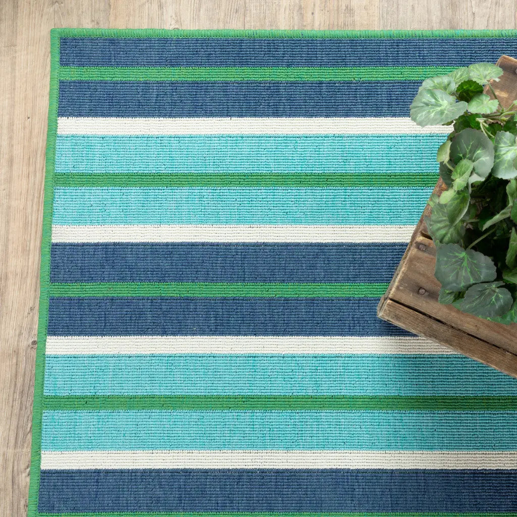 5' X 8' Blue and Green Geometric Stain Resistant Indoor Outdoor Area Rug Homeroots Outdoor