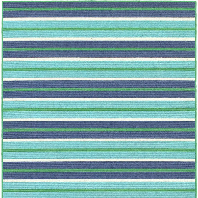 5' X 8' Blue and Green Geometric Stain Resistant Indoor Outdoor Area Rug Homeroots Outdoor