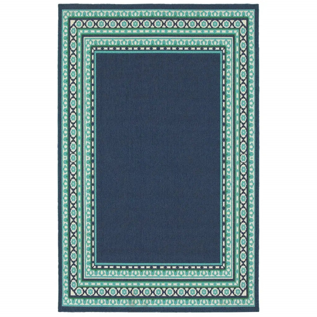 5' X 8' Blue and Green Indoor Outdoor Area Rug Homeroots Outdoor