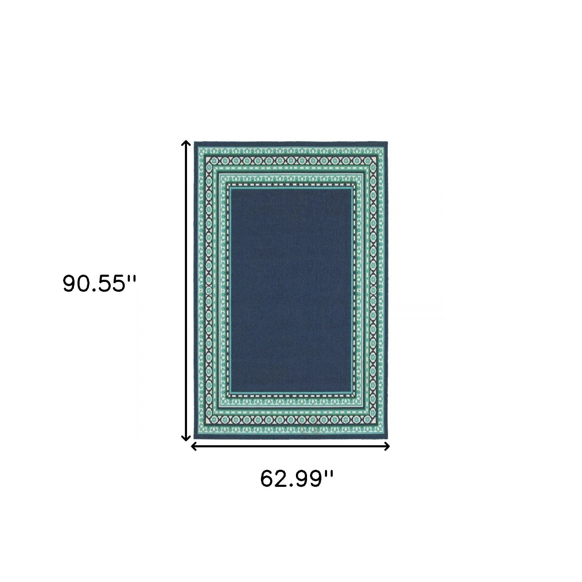 5' X 8' Blue and Green Indoor Outdoor Area Rug Homeroots Outdoor