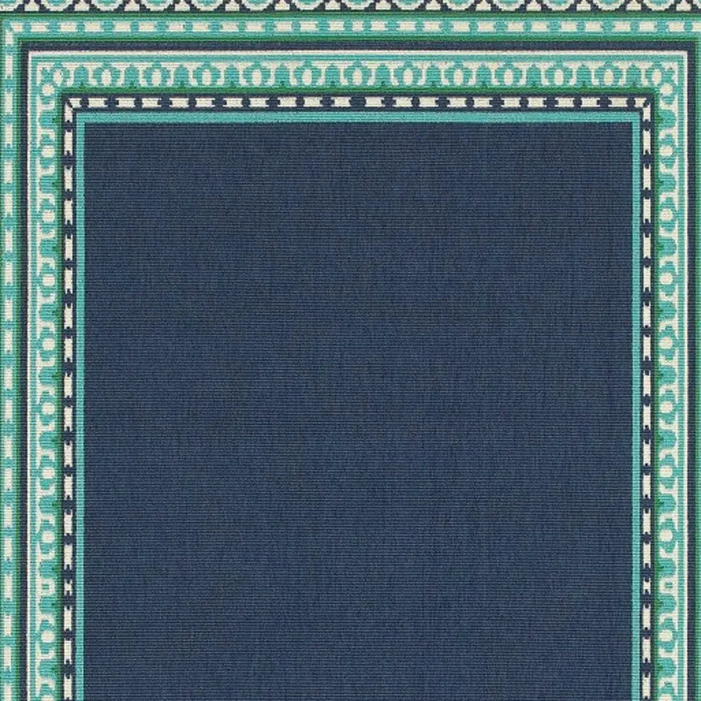 5' X 8' Blue and Green Indoor Outdoor Area Rug Homeroots Outdoor