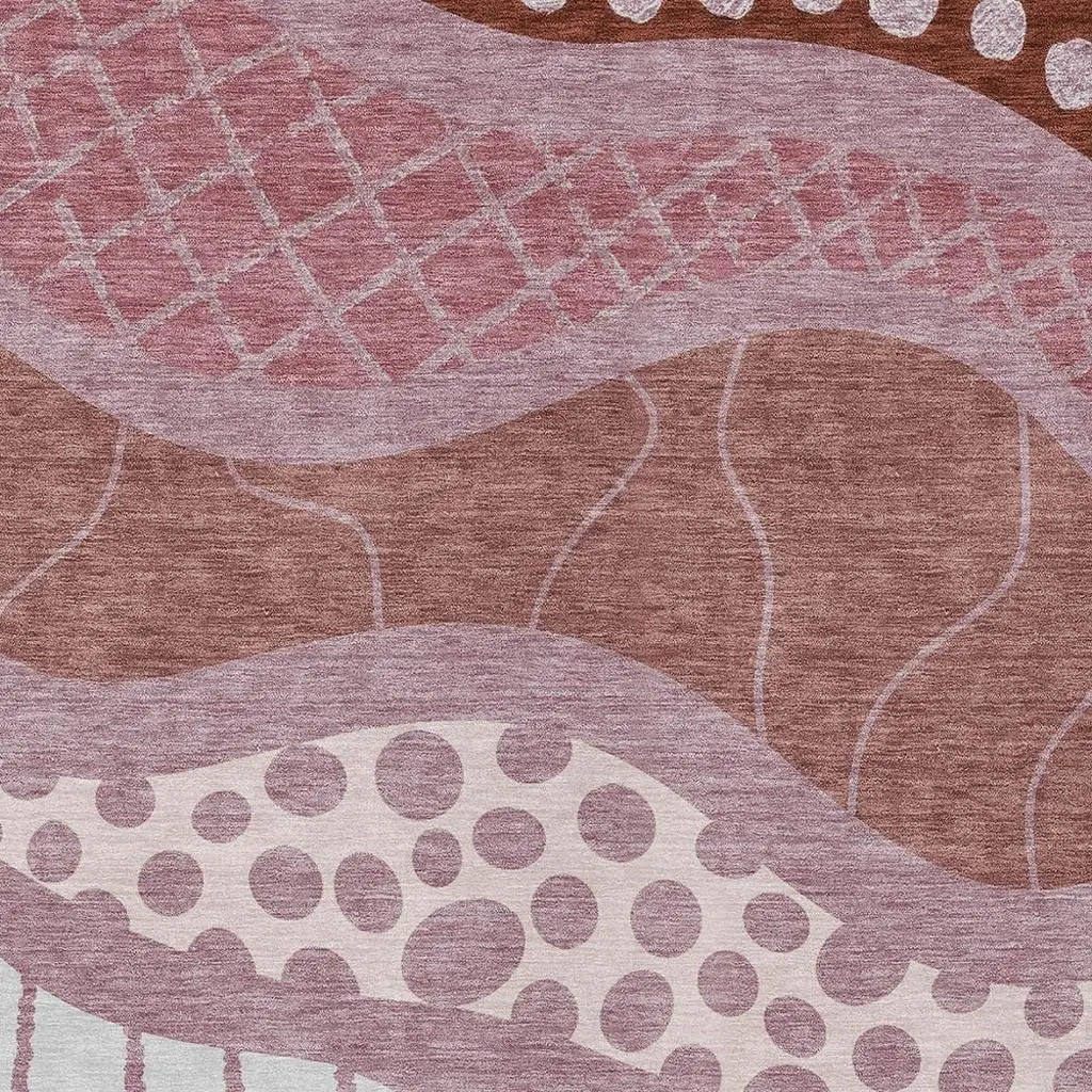 5' X 8' Blush And Brown Abstract Washable Indoor Outdoor Area Rug Homeroots Outdoor
